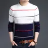 Mode Märke Sweater Mens Pullover Striped Slim Fit Jumpers Knitred Woolen Höst Koreansk stil Casual Men Kläder 210909