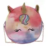 Çocuk Karikatür Unicorn Gökkuşağı Parlak Pembe Tek Omuz Messenger Çanta Moda Çocuklar Kore Noel Güzel Crossbody Paketi Çanta Hediyeler wa