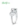 Santuzza Silver Ring för kvinnor ren 925 Sterling Leopard Panther Cubic Zirconia s Party Trendy Fine Smycken 220211