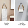 Toilet Paper Holders 60cm Woven Hanging Rope Roll Holder Punch Free For Bathroom Decoration