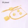 Dubaï or 24K ensembles de bijoux pour femmes cadeaux de mariage de mariée africaine collier de fête boucles d'oreilles carrées bague bracelet ensemble de bijoux 2009156x