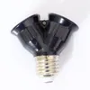 Zwart vuurvast materiaal E27 tot 2E27 Socket Base LED Lamp Converter Splitter Adapter E27TO 2 E 27 Lamphouder Converters
