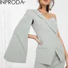 Women Blazer Off Shoulder Irregular Single Button Long Sleeve Women's Slim Suit Jacket Ladies Coat Suits & Blazers