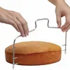 Coltello per tagliare la torta Strumenti per affettare Dispositivo di taglio Taglierina regolabile a doppia linea in acciaio inossidabile