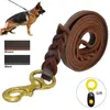 Braided Leather Dog Leash Pet Walking Training Lead For Medium Large s German Shepherd Gift Clicker 211022