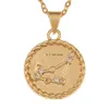 12 Zodiac Sign Necklace gold chain Copper Libra Crystal coin Pendants Charm Star Sign Choker Astrology Necklaces for women fashion jewelry will and sandy