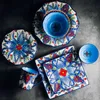 Eecamail Creative Hand-Painted Ceramic Tableware Bohoフラットパスタステーキサラダプレート西洋料理アンダーグライン