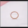 حلقات الفرقة Rose Gold مطلية 925 Sterling Sier Hearts of European Pandora على غرار المجوهرات السحر الهدية PS0844 VF7XO