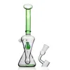 8,7-дюймовые зеленые стеклянные водные бонги Beaker Dab Rigs Кальяны Recycler Oil Bong Shisha с 14-миллиметровыми водопроводными трубами Banger