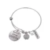 Love Inspire Teach White Crystal Apple Ruler Bracelet Stainless Steel Pendant Bangle Jewelry Gift Teacher Friend DLH204