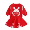 New Fashion bambini Neonata Copre Gli Insiemi Caldo pullover Maglieria Primavera Autunno Cute Cartoon Ragazze Maglione + Gonna 2 pezzi Se