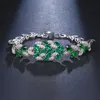 Länk, Kedja KSRA 2021 Koreansk Lyxig Glänsande Blå Grön Zircon Armband för Kvinnor Lycka Bröllop Charm Bridal Bangles Smycken Prom Gift