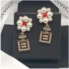 21Style 18K GOUD GODDE Designer Letters Stud Long Earring Dange Crystal Geometric Luxury Brand Women Rhinestone Pearl Wedding Party Joodlry Accessoires