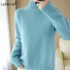 Lafarvie Wool Sweater Women Tops Turtleneck Full Sleeve Oversized Autumn Winter Female Pullover Knit Jumper Blue Mujer Clothing Women's Swea