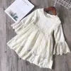 Citgeett Printemps Enfants Princesse Robe Filles Floral Broderie À Manches Longues Une Pièce Été Automne Beige/Gris Vêtements Q0716