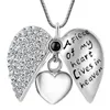 Collier pendentif de crémation ouvrable en forme de coeur en argent, bijoux souvenir collier de cendres, gravé de la lettre -Un morceau de mon coeur cives au paradis