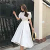 Gagarich Women Dresses Summer French Sweet Temperament Female Retro Yamamoto Puff Sleeve Fresh Cross Bow-Lace Vestidos 210623