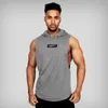 Märke Gymkläder Mens Bodybuilding Hooded Tank Topp Ärmlös Vest Sweatshirt Fitness Workout Sportkläder Toppar Man