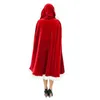 Party Decoration 60-90-100-120-150cm Red Velvet Hooded Cape Cloak Sexig Santa Cosplay Jul Kostymer Kvinnor Karneval Clubwear