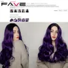 Long Wavy Black Purple Raiz escura 2 tons de fibra resistente ao calor peruca sintética para mulheres negras diariamente