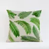 Vert Pastoral Plante Feuilles Décor À La Maison Coussin Couvre Sago Cycas Feuille Tropicale Canapé Housse De Coussin Coton Lin 45x45 Coussin / Décoratif