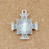 30 Stück Quis Et Dues Saint Michael Kreuz Silbermedaille Charm Anhänger für Schmuckherstellung Armband Halskette DIY Zubehör 34 x 40,2 mm A-517