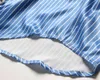 Primavera e verão Moda Casual Manga Longa Stripe Stripe Placket Assimétrico Camisa Top Mulheres Sh756 210421