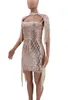 여성 의류 패션 스팽글 드레스 나이트 클럽 cclessing 스팽글 dress 스티치 스타 팅 스타일 211116
