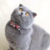 Kot kołnierzy Prowadzi Bowknot Cherry Blossom Drukowane Regulowane Bezpieczeństwo Klamry Gatos Bow Tie Akcesoria Kołnierz dla kotów Solid