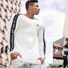 Moda High-Elasticity Sporting T-shirt Homens Manga Longa Fitness T Shirt Ginásios Sólidos Homens T-shirt T-shirt T-shirt Sh190828