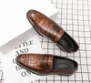 Luxurys Hochzeits-Oxford-Schuhe, Schwarz, Khaki, echtes Leder, Brogue-Herrenkleid, Slip-On, Business-formeller Schuh für Herren