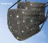 Rhinestone Mesh Reusable Cloth Face Mask Crystal Masquerade Party Bauta Masker för Kvinnor Flickor Vuxen med Bling Diamond