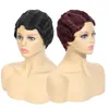 Short Human Hair Capless Wigs Water Wave Vintage Retro Wig Mutiple Color Perruques De Cheveux Humains RQY4331