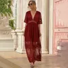 Jastie Summer Boho Women Maxi Dress Loose Embroidery White Lace long Tunic Beach Vacation Holiday Clothing 220113