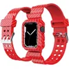 Gummi Silikonväska Skyddsplan för Apple Watch Serie 7 6 SE 5 4 3 38mm 42mm 40mm 44m 41mm 45mm Kolfibertexturband