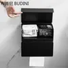 Toilet Paper Holders Holder Black Stainless Steel Bathroom Roll Wall Mount Mobile Phone Rack Towel Tissue Box