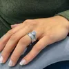 Vitguldmodell Förlovningsbröllop Duo Silvery Ring