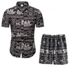 Casual Printed Short Sleeve Shirts Men Fashion Street Summer 2-piece Beach & Shorts Pants Sets Men's Polos