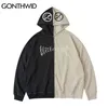 GONTHWID Hip Hop Zip Up Gothic Hoodie Jacket Hooded Sweatshirt Two Tone Punk Zipper Coat Mens Harajuku Autumn Cotton Jacket 211025