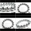 Beaded, Strands Jewelrygenuine Natural Gibeon Meteorite Sier Plated Bracelets Women Mens 14Mm Stretch Charm Big Round Beads Bracelet Unique