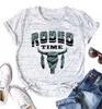 Rodeo Tijd Bull Head Print Harajuku T-shirt Dames Korte Mouw Vintage T-shirts Leuke Grafische Zomer Tops Vrouwelijke Vogue T-shirt 210401