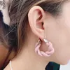 Brand Fashion Party Jewelry Women Gold Color Big Hoop Leather Earrings Pink Blue Black White Round Trendy Design Earrings9856517