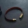 Catena a maglie Jiayiqi Bracciale in pelle marrone semplice per uomo Chiusura magnetica in acciaio inossidabile Braccialetti per gioielli di moda Regalo Trum22