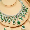 Kolczyki Naszyjnik KellyBola Gorgeous Luksusowy 4 sztuk Duża Zielona Bransoletka Biżuteria Zestaw Dla Kobiet Bridal Wedding Party