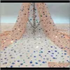 Klädkläder 3D -paljetter franska tyll högkvalitativ afrikansk tyg senaste spetsmaterial för kvällsfest släppleverans 2021 5evlq