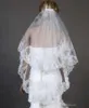 Vintage White Ivory Long Tulle Wedding Bridal Veil 60*90cm Two Layers Applique Sequins Lace Veils with Comb Top Accessories