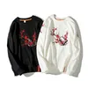 Sweat-shirts pour hommes femmes Yokosuka Souvenir fleur de prunier broderie à capuche à manches longues O cou coton tricot Harajuku pull 210720