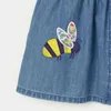 女の子の夏の女の赤ちゃん子供服幼児の綿花の蜂アップリケvestidoデニムドレス2-7年G1215