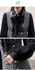 Autunno e inverno donna a due pezzi casual colletto rovesciato camicia bowknot + gilet in tweed con perline vestito elegante 210514