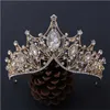 Hoofpieces Baroque Black Crowns Big Crystal Round Bridal Tiaras Pageant Prom Diadem Rhinestone Bruiloft Haaraccessoires Sluier Tiara Hoofdband